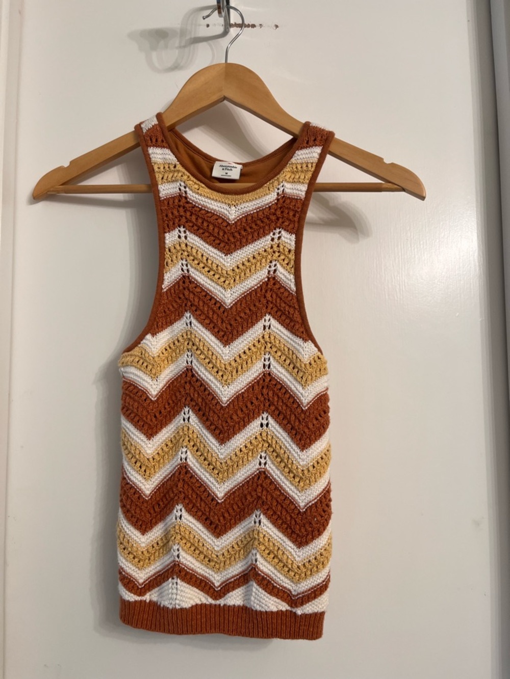 Abercrombie & Fitch Crochet Chevron Tank Top - Rust, Mustard & White